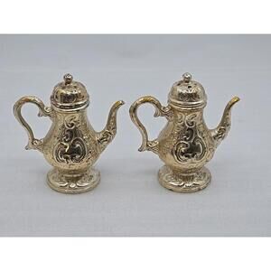 VINTAGE Heavy Ornate Silver Plated (376) Coffee Urn Salt & Pepper Shakers